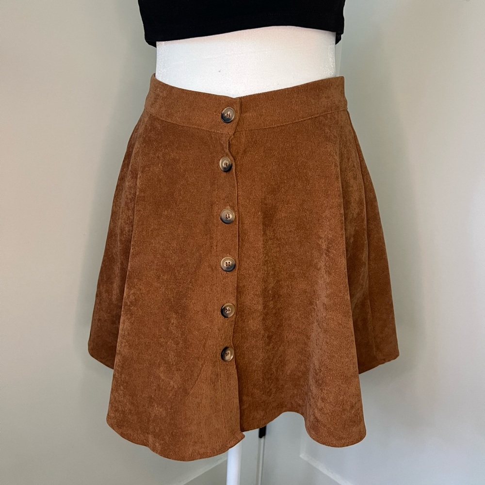 Brown High Waisted Corduroy Skirt